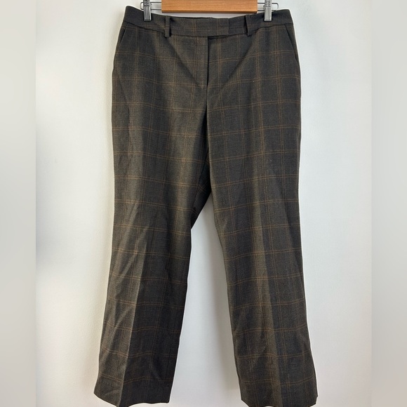 Brooks Brothers brown plaid 100% wool fully lined trousers petite size 10P - Picture 1 of 7
